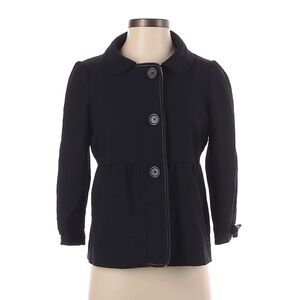 Juicy Couture Black Wool 3/4 Sleeve Blazer Velvet Trim